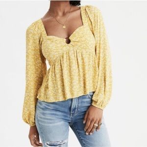 American Eagle floral ditsy blouse